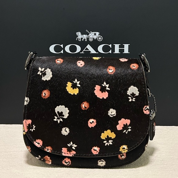 COACH 1941 Saddle Bag 23 Hair-On Calf Leather in Floral Print Crossbody - Picture 3 of 16